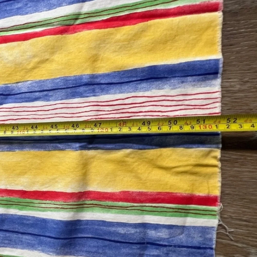Unbranded Round Tablecloth Unisex OS Yellow Blue Striped Fabric Remnant